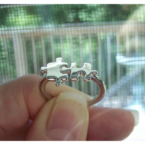 925 STERLING SILVER Jigsaw Puzzle Pieces Ring - Picture 6 of 13